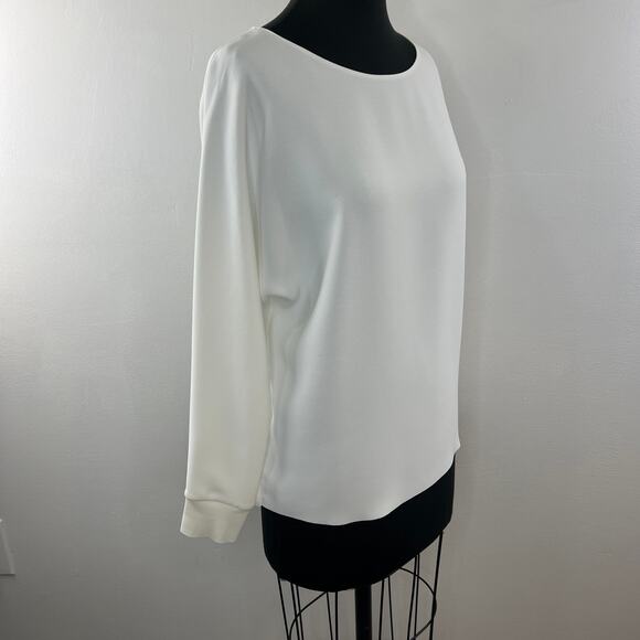 VINCE Rib Cuff Dolman Top Blouse Off White Boat Neck Pullover Size XS NEW - Picture 4 of 11